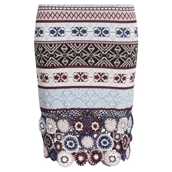 Parker Carol Crochet Flowers Bodycon Short Sleeve Knit Midi  Dress Size Small - Picture 6 of 9